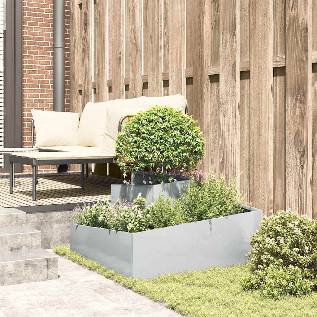Garden Planter Silver 80 X 80 X 50 Cm Galvanized Steel