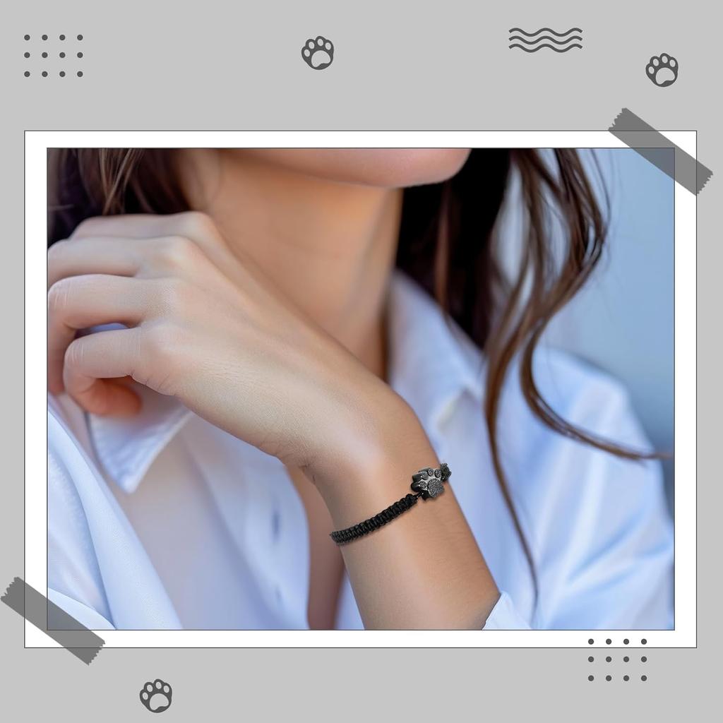 Misdary Adjustable Cremation Bracelet for Pets Ashes Dog Paw Pendant Bangle Stainless Steel Memorial Urn Jewelry Keepsake Urn Bracelet for Ashes with