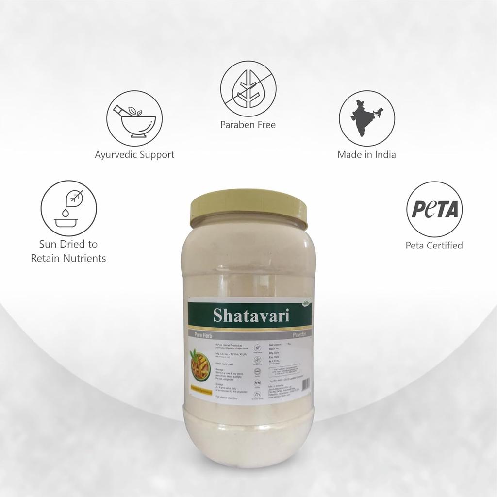 Jain Shatavari Powder 1 Kg Pure Herbal Supplement For Women Wellness Hormonal Balance Daily Health Support