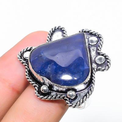 Natural Lapis Lazuli Gemstone Handmade 925 Sterling Silver Ring Size 10 g7A35
