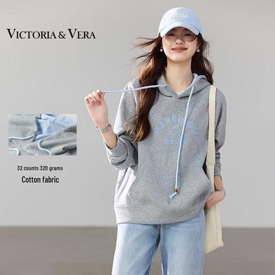 Women's Colorblock Letter Hooded Sweatshirt