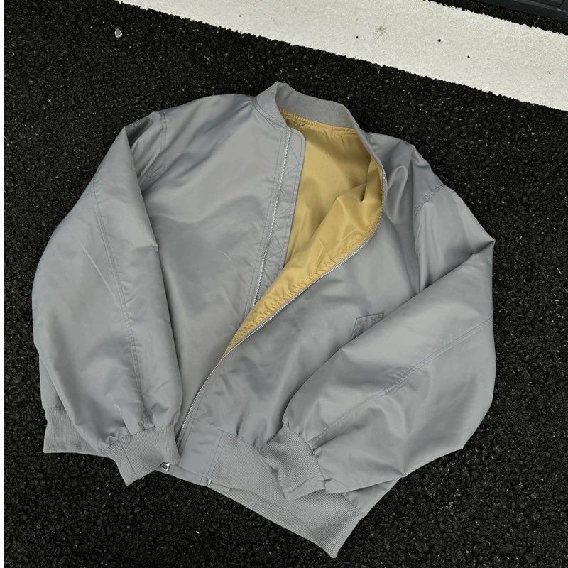 

Men s Retro American Flight Baseball Jacket - Trendy Autumn/Winter Casual Silhouette 2XL жовтий/сірий