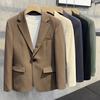 Masculino solto ajuste terno casaco lapela manga longa único botão aba bolsos terno jaqueta cor sólida casual terno de negócios casaco workwear