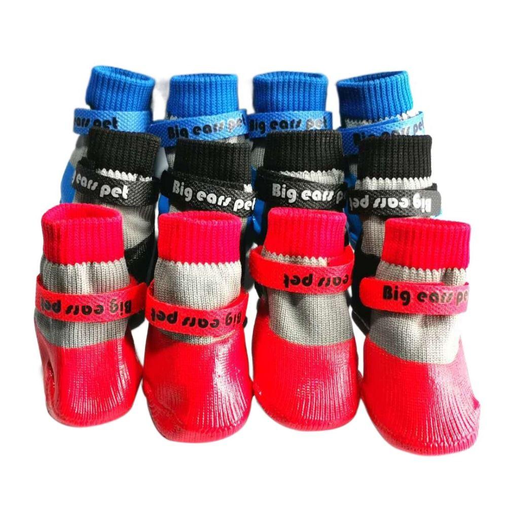 4pcs/set Warm Waterproof Puppy Socks Shoes Non-slip Puppy Scratch-proof Foot Covers Spring