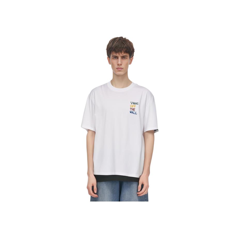 Vans Letter Pattern Printed Crew Neck Short Sleeve T-Shirt Men Tops White VN0008Z9WHT