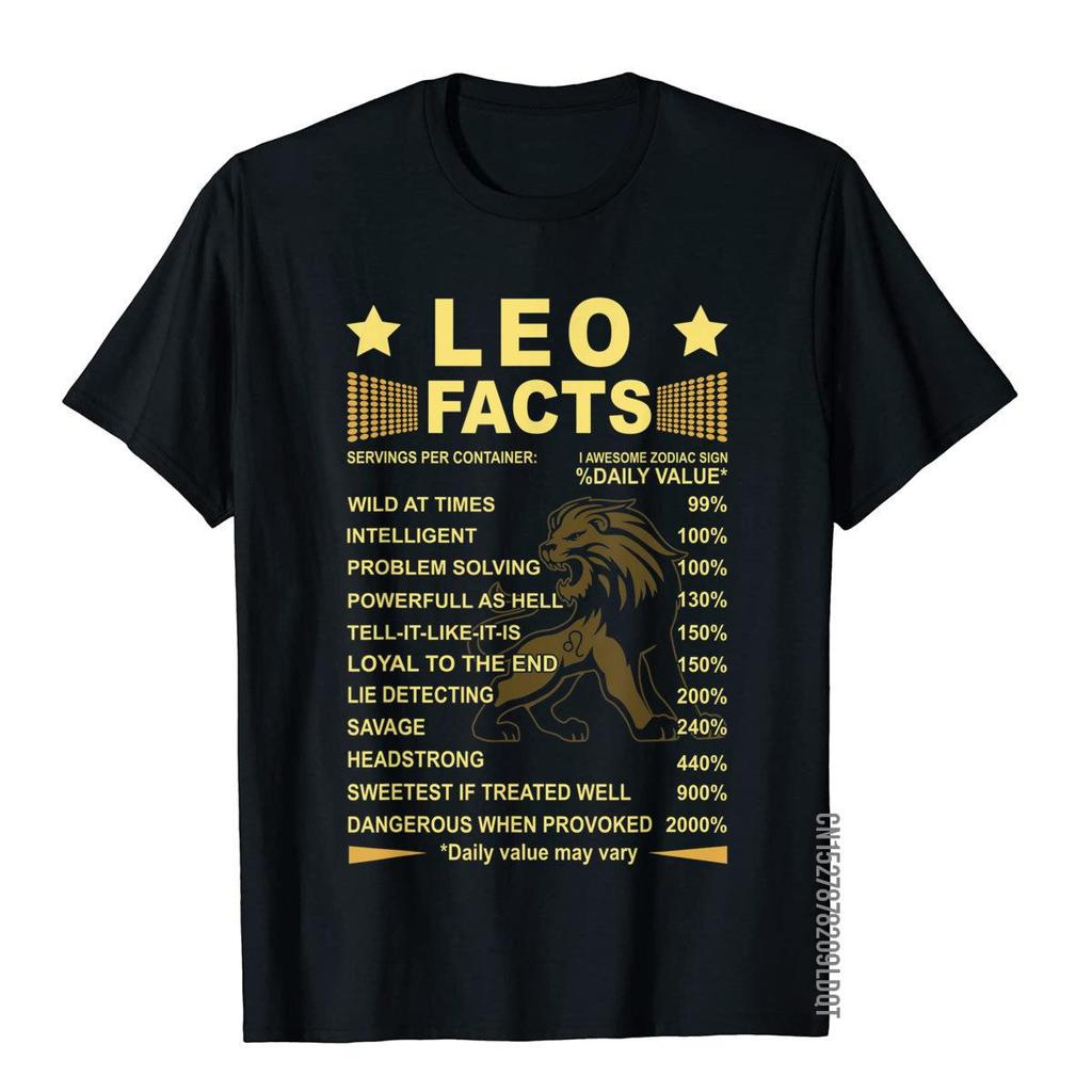 Leo Facts Zodiac Funny Leo Birthday Gift Tee TShirt Rife Adult T Shirts Fitness Tops T Shirt Cotton Simple Style