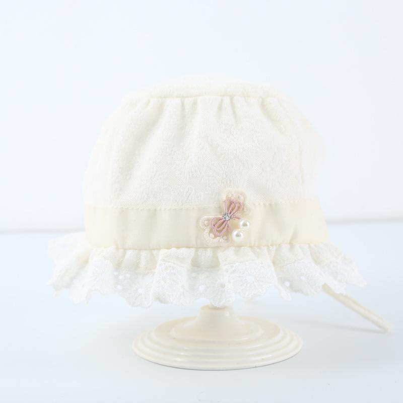 Lace Trim Infant Fisherman Hat with Ear Protection – Stylish Newborn Accessory