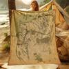 Vintage Middle Earth Fantasy Map Print Flannel Throw - Soft Cozy Ringwraith Design Blanket for Living Room Bedroom Study, Gift