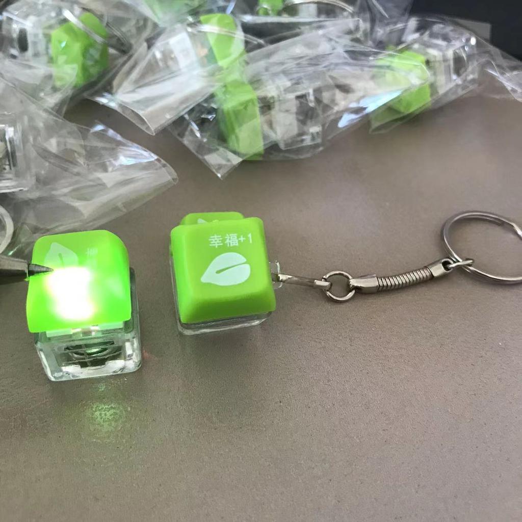LED Keyboard Keychain Mechanical Button Fidget Key Switch Caps Finger Toys Relief Stress Small Gifts Car Key Ring For Adults