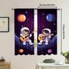 2pcs Astronaut Guitar Space Themed Polyester Curtains   Machine Washable   Contemporary Style   No Electricity or Battery Needed   I