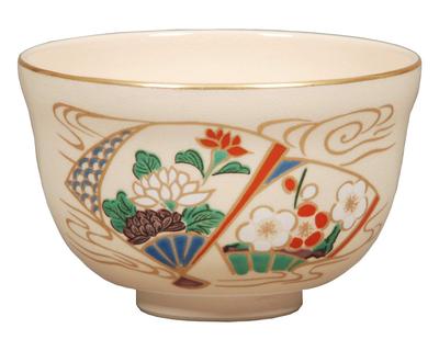 Miyachi Eikou Matcha Bowl White Size: Diameter 12.4 X Height 7.8cm Ninsei Fan Running Water In Paper Box