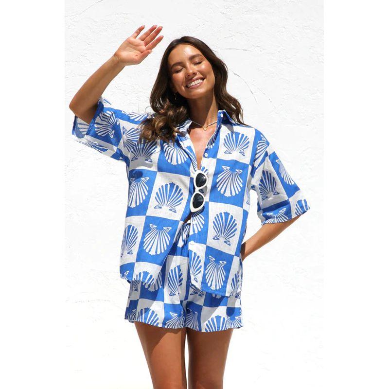 

2025 Spring/Summer Fashion New Arrival Print Casual Shirt Shorts Suit Temperament Commute. 8 Color 4 XL