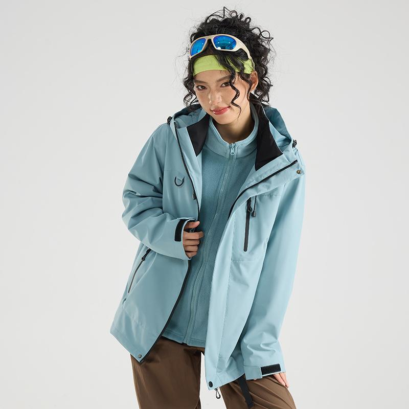 Outdoor three-in-one jacket two-piece set men's and women's mountain windproof and waterproof travel into Tibet mountaineering jacket