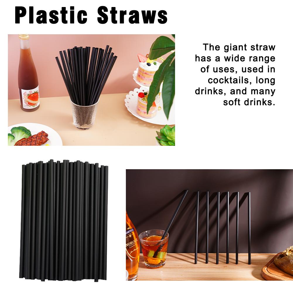 8mm*230mm Black Plastic Straws (disposable) PP Material Cocktail Straws DIY For Coffee Shop Bar Birthday Engagement Party U3C5