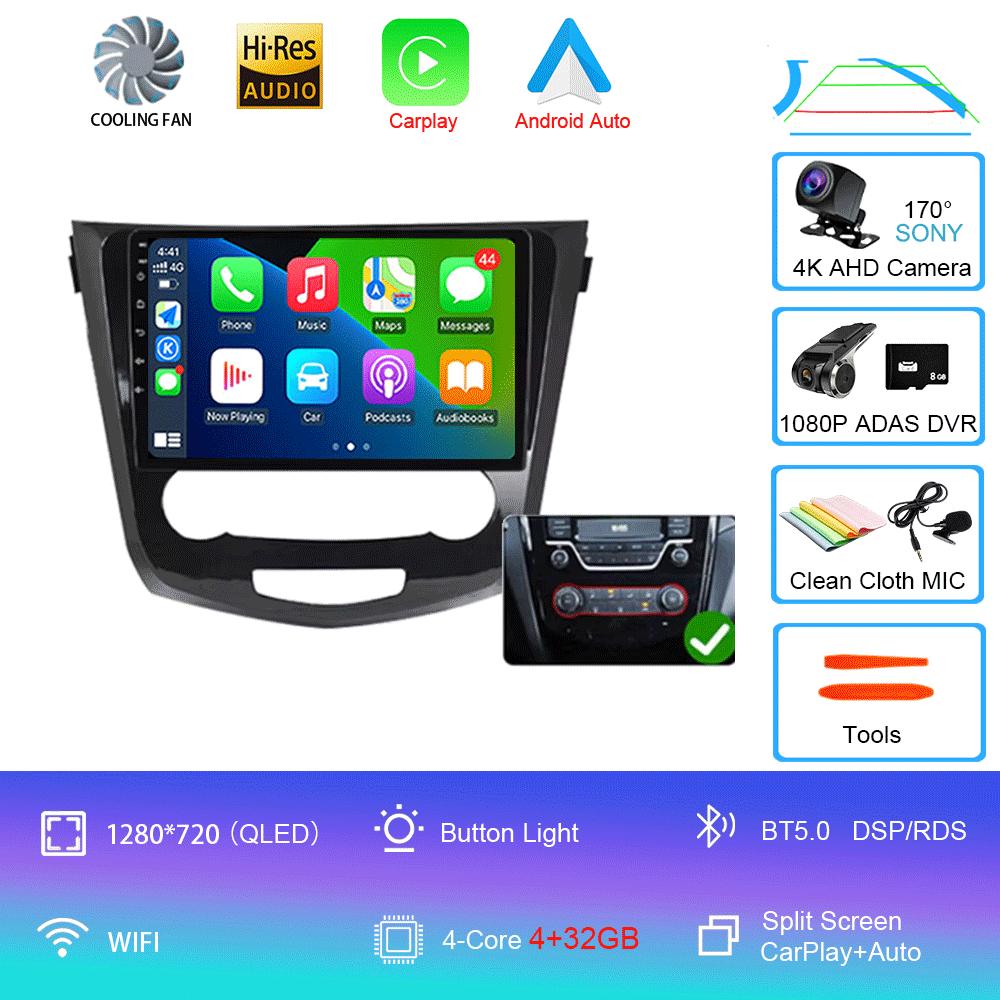 Android14 For Nissan Qashqai J11 Nissan X Trail T32 2014 - 2017 2Din Stereo Autoradio Carplay Car Radio Multimedia Video Player