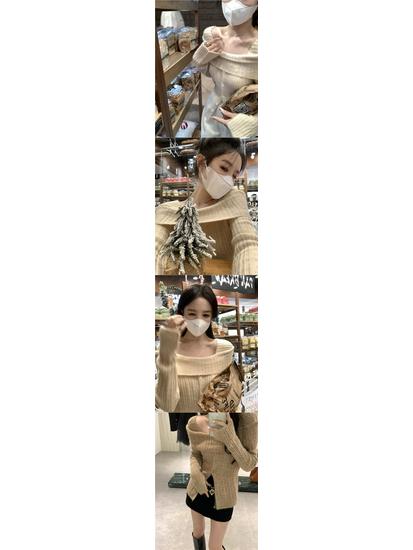 Pure & Sexy Off-Shoulder Knit Sweater for Women - Autumn/Winter Long-Sleeve Cardigan