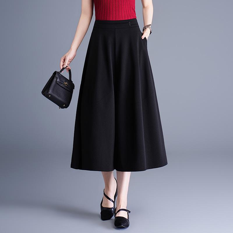 Elegant High-Waisted Bud-Shaped Culottes for Women, Spring/Summer 2026, Trendy Seven-Point Wide-Leg Pants
