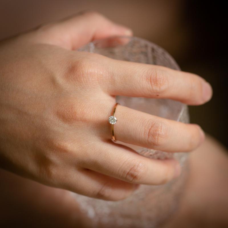 Wenjian Koreanischer Vier-Krallen Mikro-Pavé Einzelner Diamant Roségold Titanstahlring für Damen