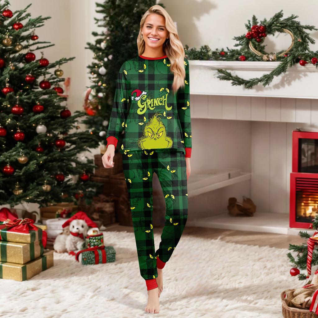 Druck Niedliches Familien-Set Pyjamas, Hauskleidung, Familien-Set Langarm-Oberteil Hosen-Set