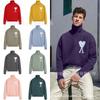 Warm High Neck Knit Sweater With Heart Men Women Winter Casual Loose Fit Cotton Blend