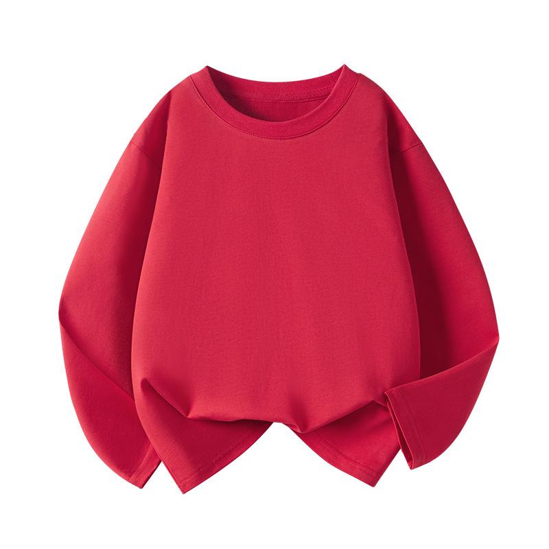 Kids' Solid Color Long-Sleeve Cotton T-Shirt for Boys & Girls, Customizable Base Layer for Older Children