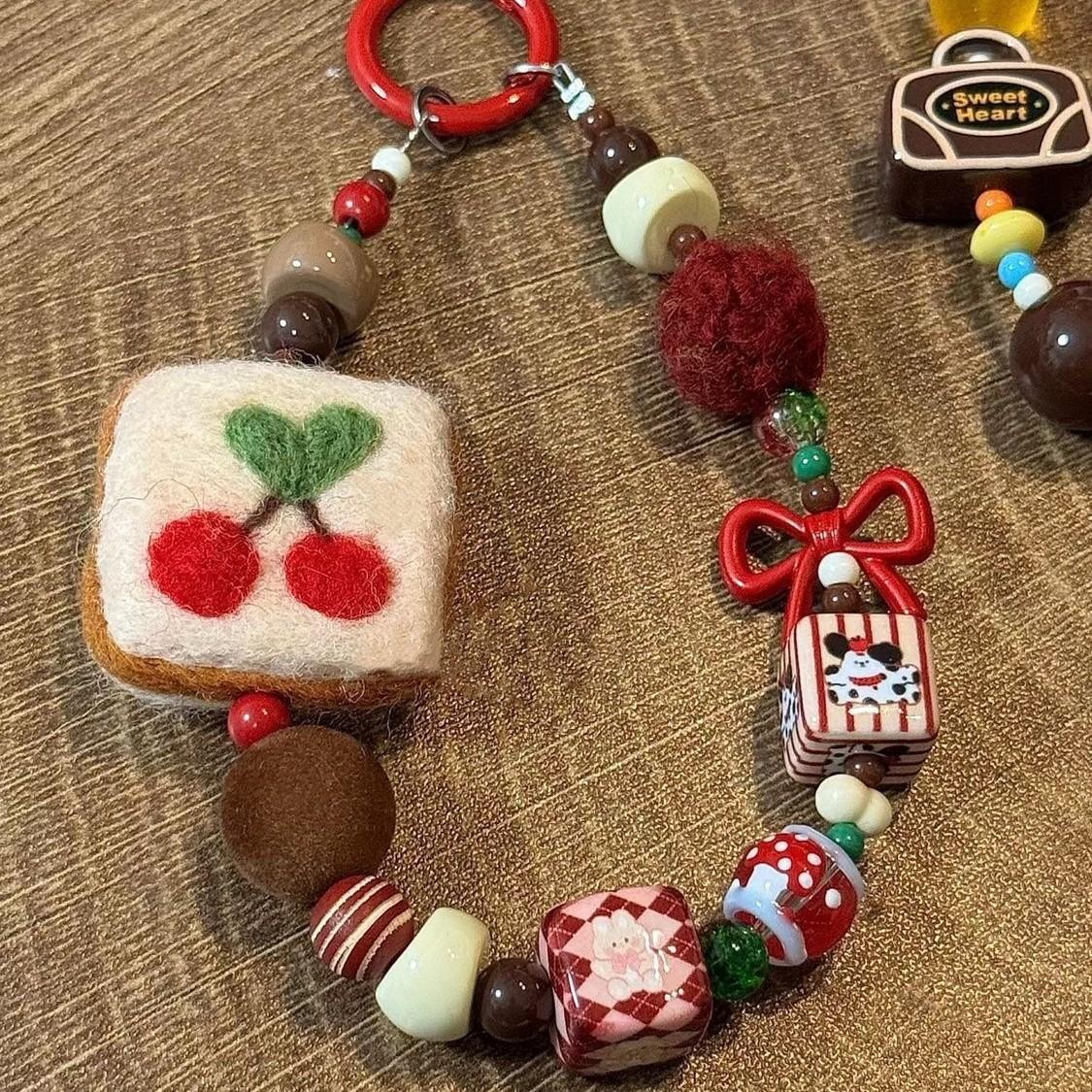 Cute Cookies Mobile Phone Chain,Wool Felt Pendant Lanyard Charm Strap Wrist Bead Hanging,for Camera Bag Pendant Lanyards Wool / Nylon
