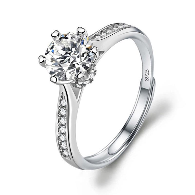 Imitation Diamond Ring For Women Girls Adjustable Opening Finger Ring Senior Exquisite Jewelry Wedding Bride Accessories