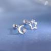 925 Sterling Silver Star and Moon Stud Earrings, 2024 Trend, High-End Light Luxury Women's Ear Accessories