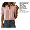 Women Tops Lapel Short Sleeve Buttons Placket Shirt Tops Pure Color Loose Fit Casual Style Shirt Home Dates Versatile Wear