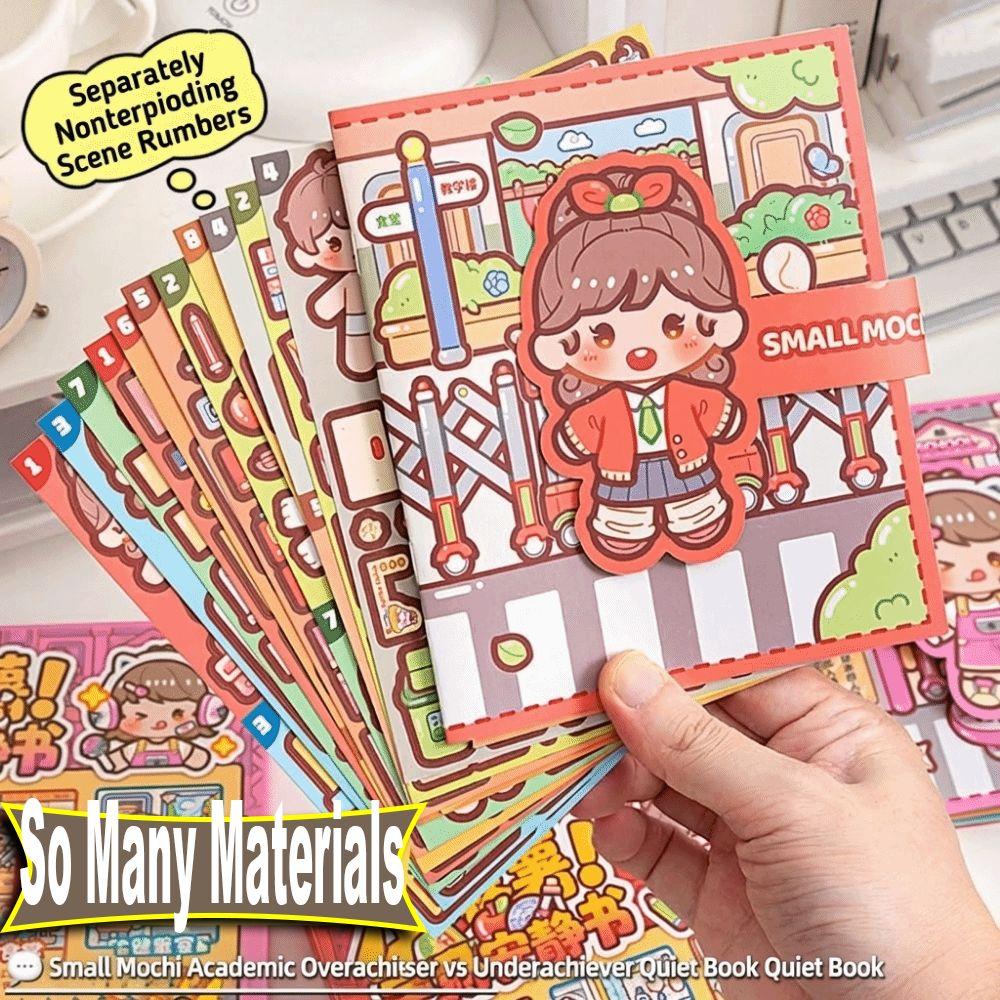 Kawaii Çok Renkli Aktivite Kitapları Kağıt El Yapımı Meşgul Kitap Sahne Malzemesi Karikatür Tasarım Malzemesi Sticker Kitabı Çocuklar İçin Öğrenme