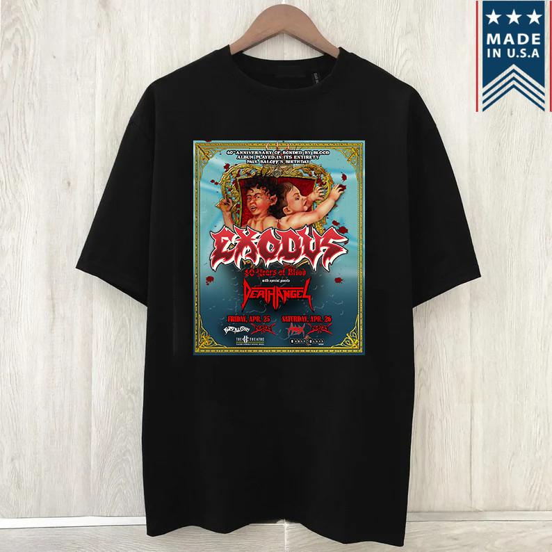 Exodus Футболка 40 Years Of Blood Tour 2025 Полный размер S-5XL Унисекс Футболка S