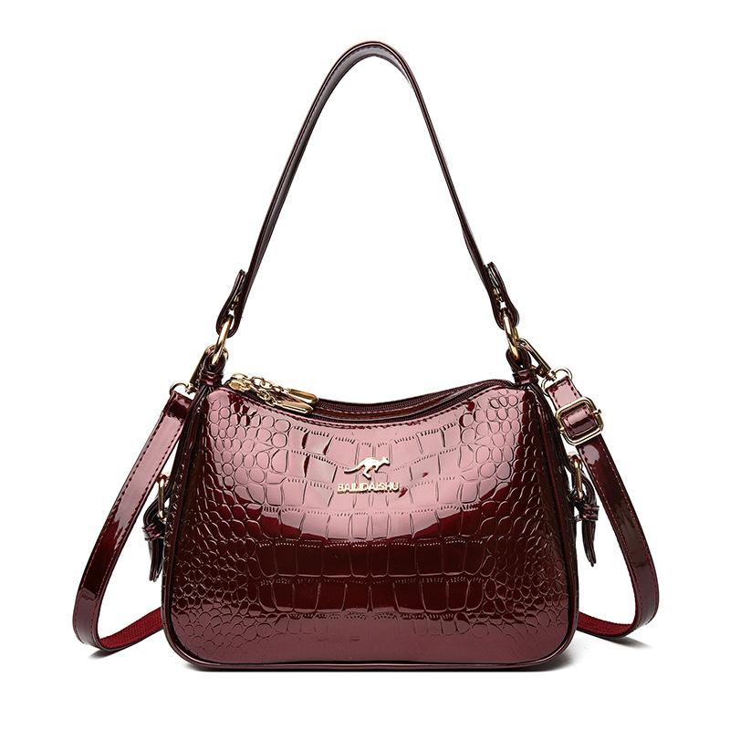 Lässige Damenhandtasche Umhängetasche Glänzendes Leder Modische Muschelformtasche Koreanischer Stil Crossbody-Tasche