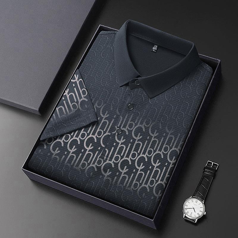 Men's Business Casual Short Sleeved Printed Polo Shirt Fashionable Breathable Comfortable and Versatile Top