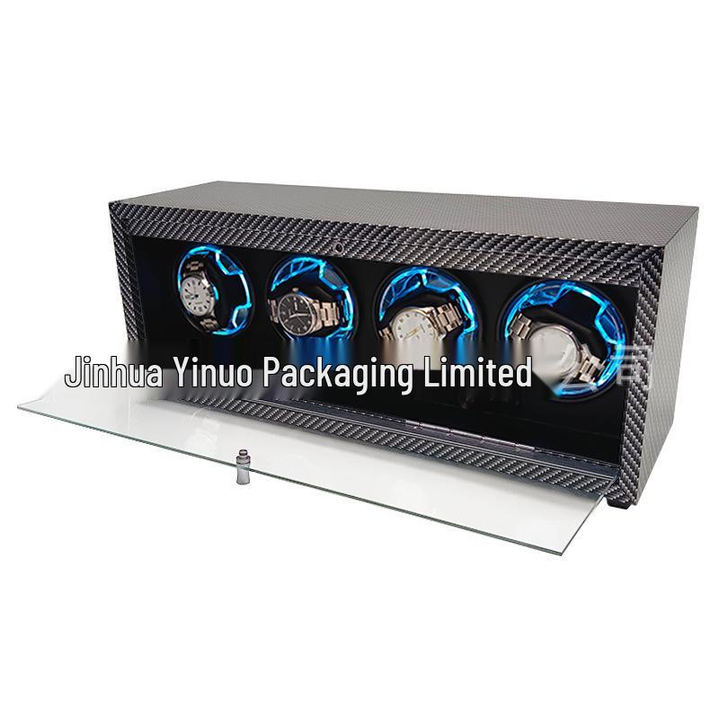 Black Walnut Glass Door Automatic 4-Watch Winder