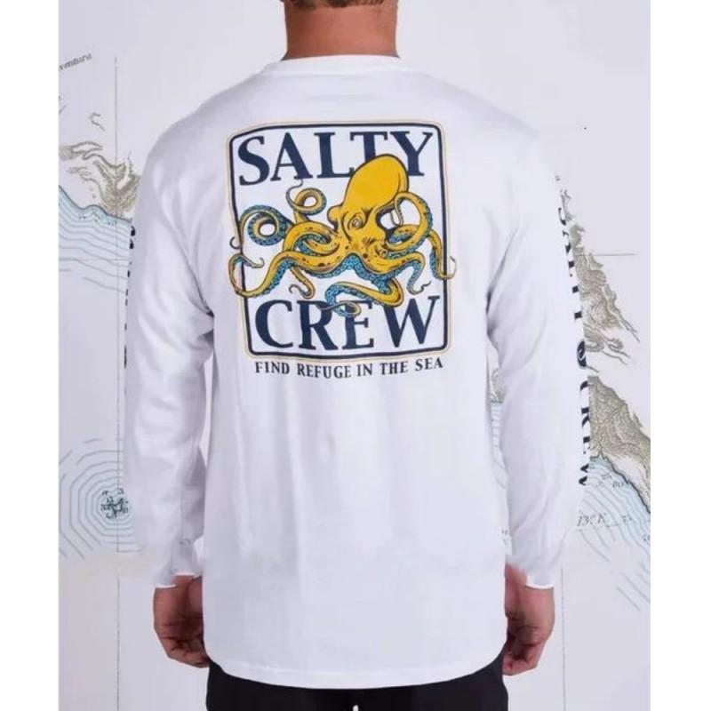 Mens Quick-Dry UV Protection Fishing T-Shirt Long Sleeve Round Neck Summer Outdoor Angling Sports