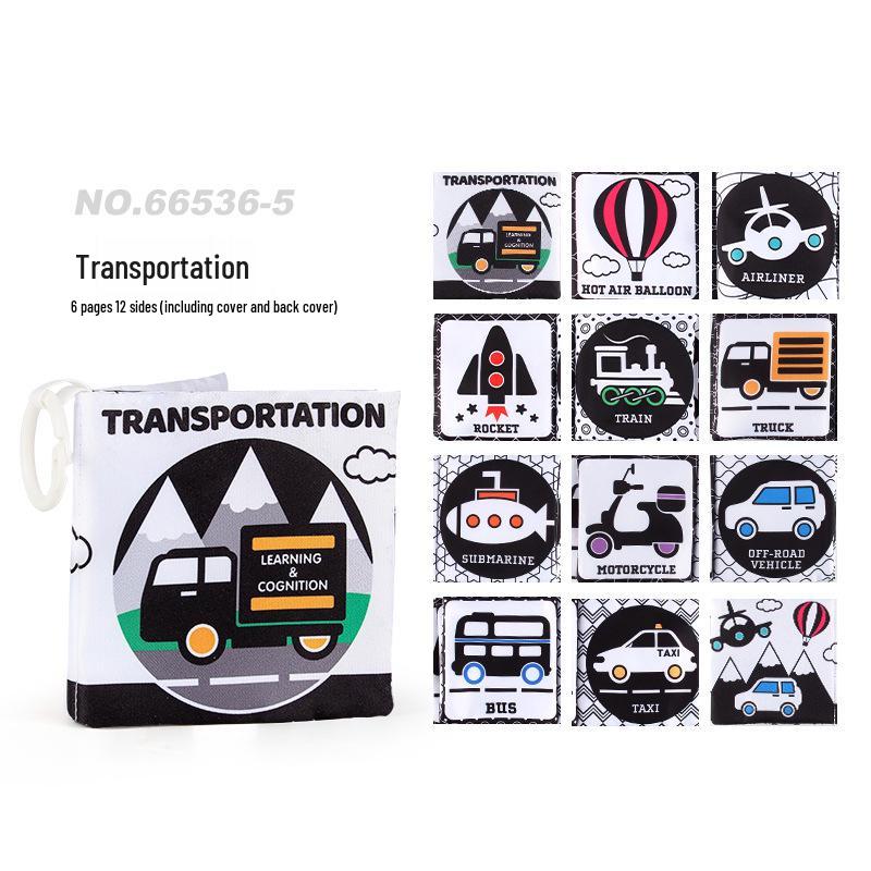 

Книжка из ткани для визуальной стимуляции младенцев, черно-белая, с шуршащей бумагой и пищалкой для когнитивного развития младенцев