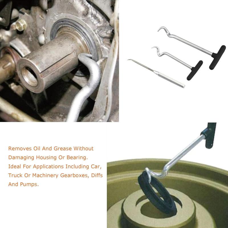 Strumento di Rimozione Paraolio Robusto Estrattore di Smontaggio Rimuovi Guarnizione 3x Ganci Rimuovi O-ring Automobilistici Punte Strumenti a Mano 1Set
