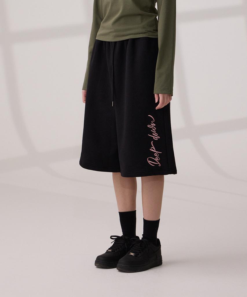 DANGLEDROP Dgdp Side Lettering Sweatshirt Bermuda Shorts Black