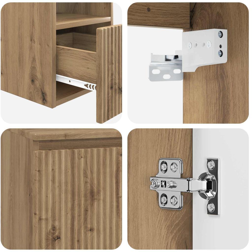 Bathroom Cabinet Set 3 Pcs. Artisan Oak 129 X 41 X 79.5 Cm