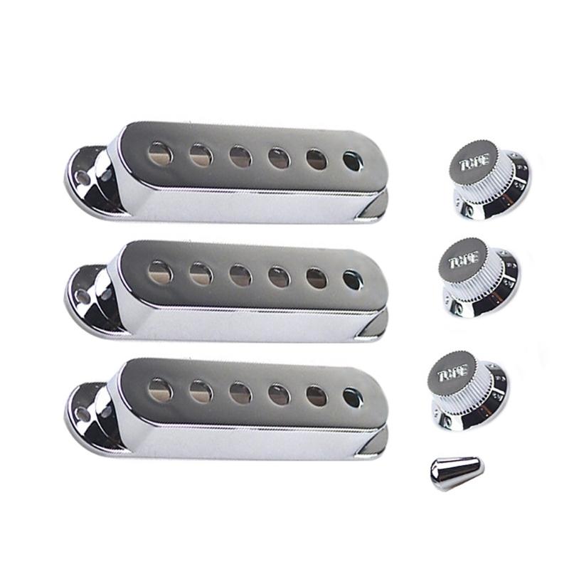 Electric Guitar Pickup Cover with Volumes Tone Control Knob Single Coil Pickup Cover 1 Volumes 2 Tone Knobs Switch серебряный