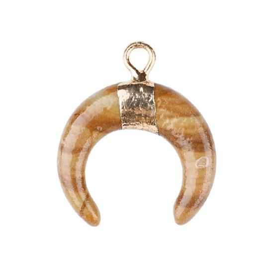 DIY Pendant Gold-Plated Edging Crescent Horn Design Natural Imitation Crystals Jade Necklace Bracelet Earrings Charm DIY Jewelry Making Accessories