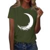 Ladies' Loose Comfortable Casual Fashionable  Moon Pattern Printed Round Neck Short Sleeved Shirt