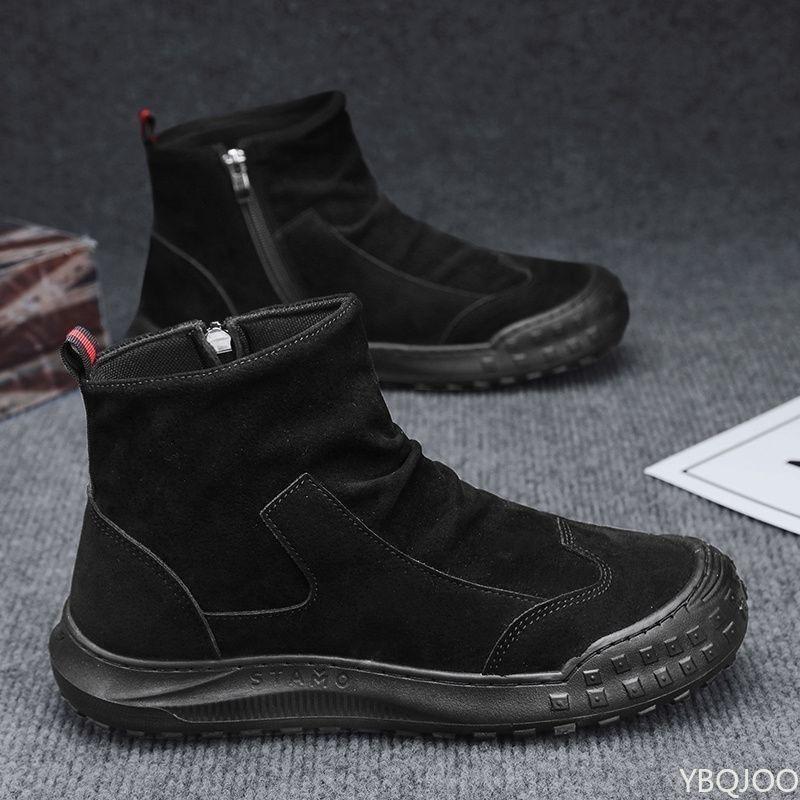 New Autumn Luxury Breathable Men Ankle Boots High Top Fashionable Versatile Men Shoes Zipper Retro Minimalist Men's Boots