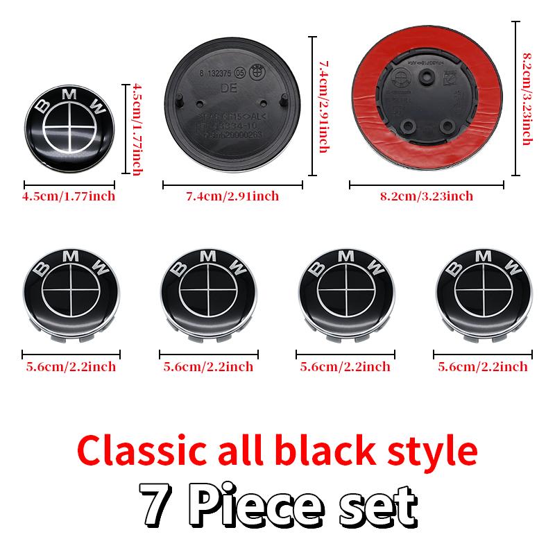 MLKQ6 All Black 82mm 74mm Car Front Rear Logo 68mm Wheel Hub Center Cover Steering Wheel Center Stickers For BMW E90 E87 F20 E46 F30