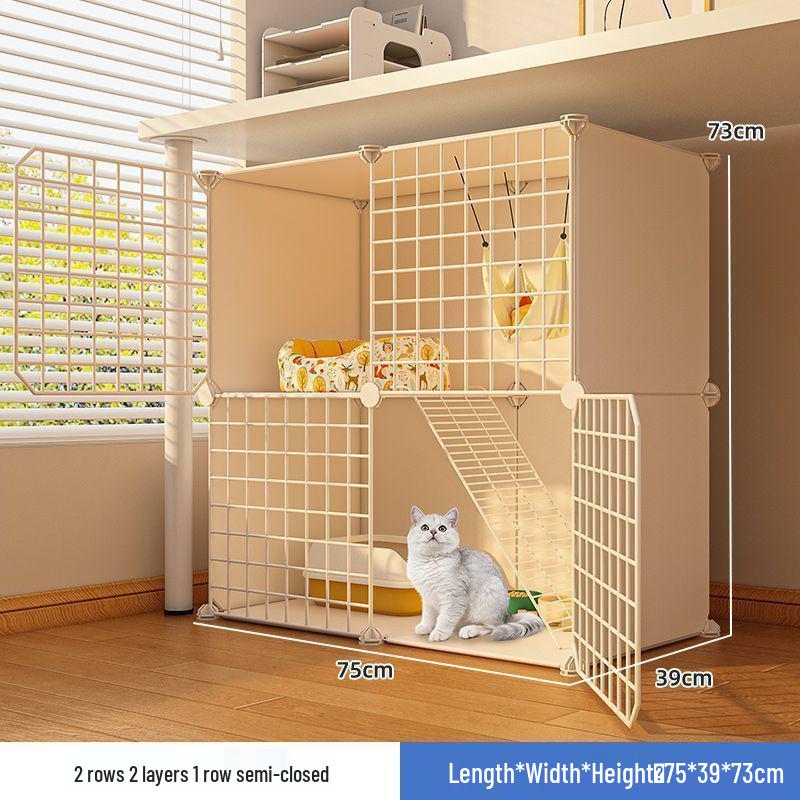 Indoor Cat Villa: Multi-Layer Winter Home & Toilet, Spacious Cabinet Bed