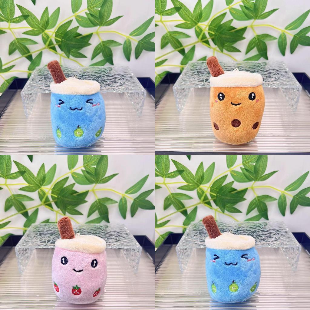 Cute Fruit Bubble Tea Cup Plush Keychain Adorable Cartoon Plush Toy For Kids