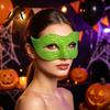 Adjustable Party Masks Halloween Half Face Masquerade Mask, Pearl Decor Venetian Exquisite Elegant Costume Accessory for Stage Show Evening