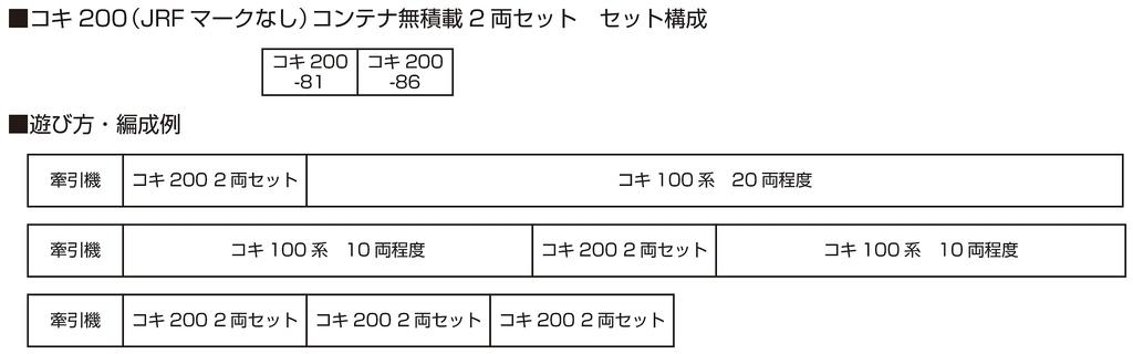 KATO N gauge Koki 200 (no JRF mark) 2-car set without container loading 10-1573 Railway model freight car