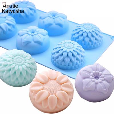Blume geformte Silikon DIY handgemachte Kerze Kuchen Form liefert 6 Loch Handwerk Seife Form Werkzeug