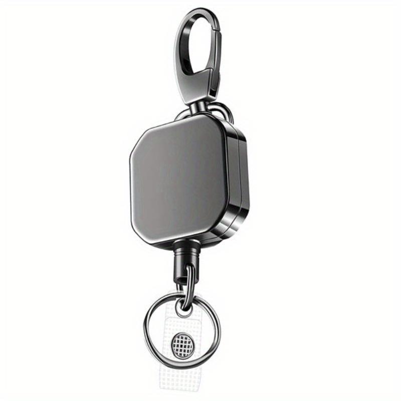 Heavy Duty Retractable Carabiner Keychain Belt Badge Reels Clip Reinforced Steel Wire Cord